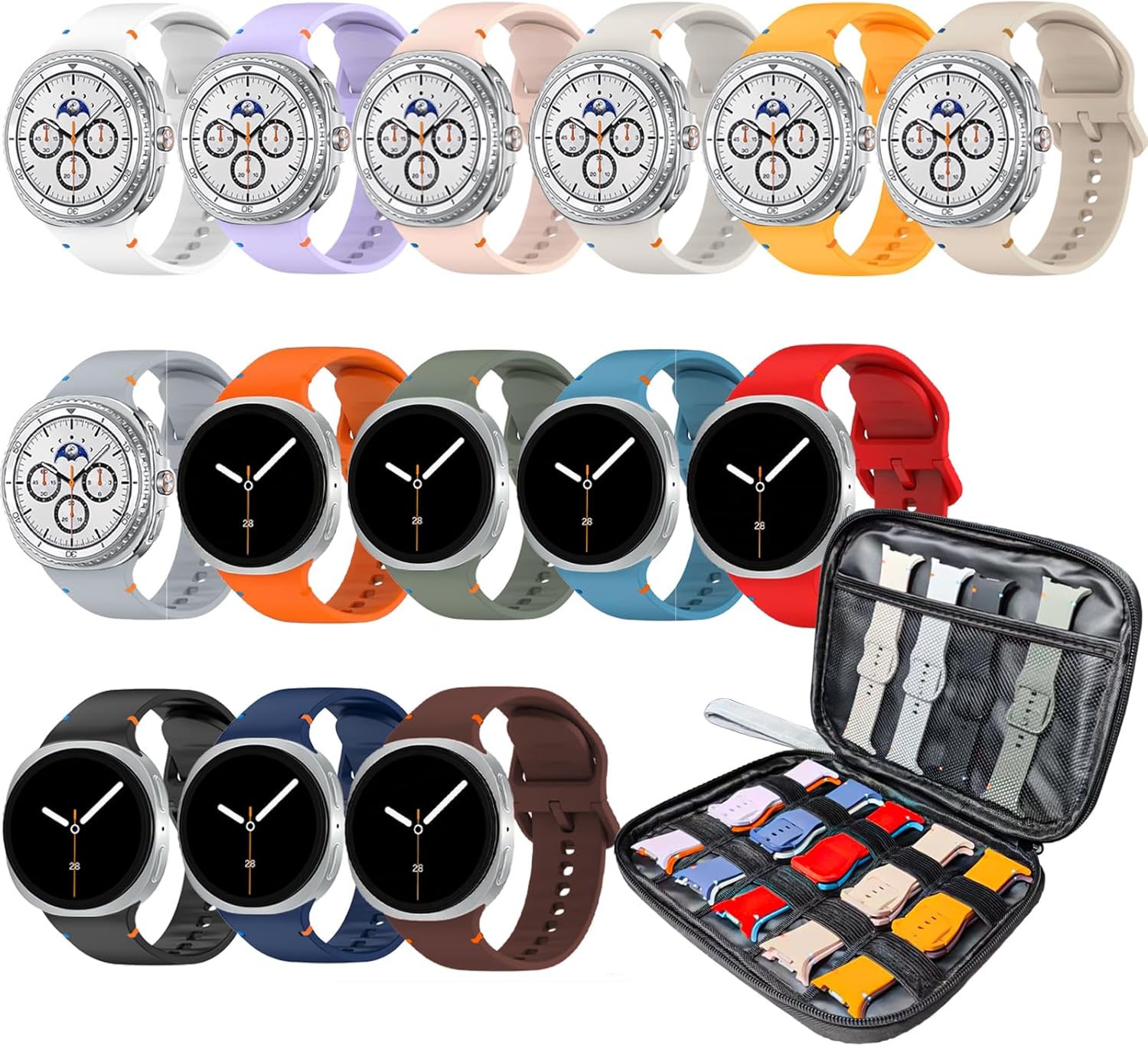 14 Pack Silicone Bands for Samsung Galaxy Watch 8 by QUANFUN