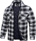 Men's Quilted Lined Flannel Shirt Jacket - Warm Cotton Button-Down