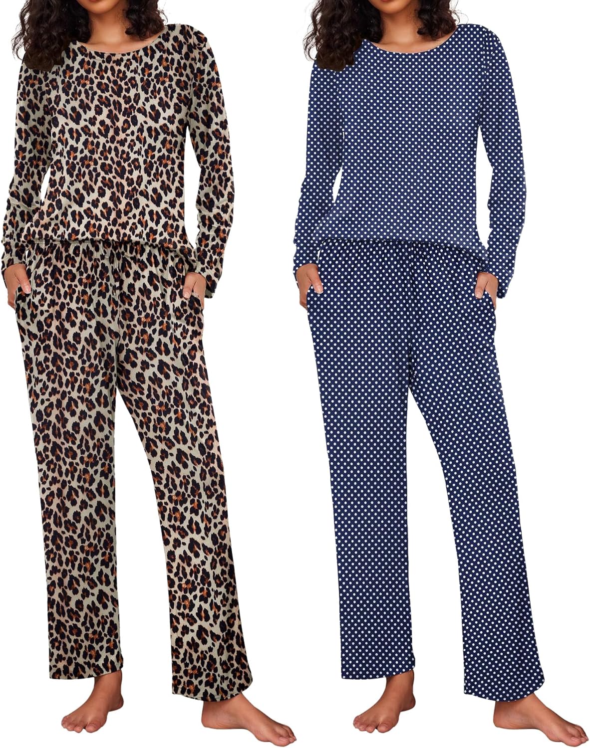 Ekouaer Women's Pajama Set Soft Long Sleeve Sleepwear Loungewear
