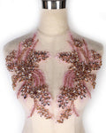 Hand-Made Beaded Rhinestones Applique for Wedding Dress - Light Pink