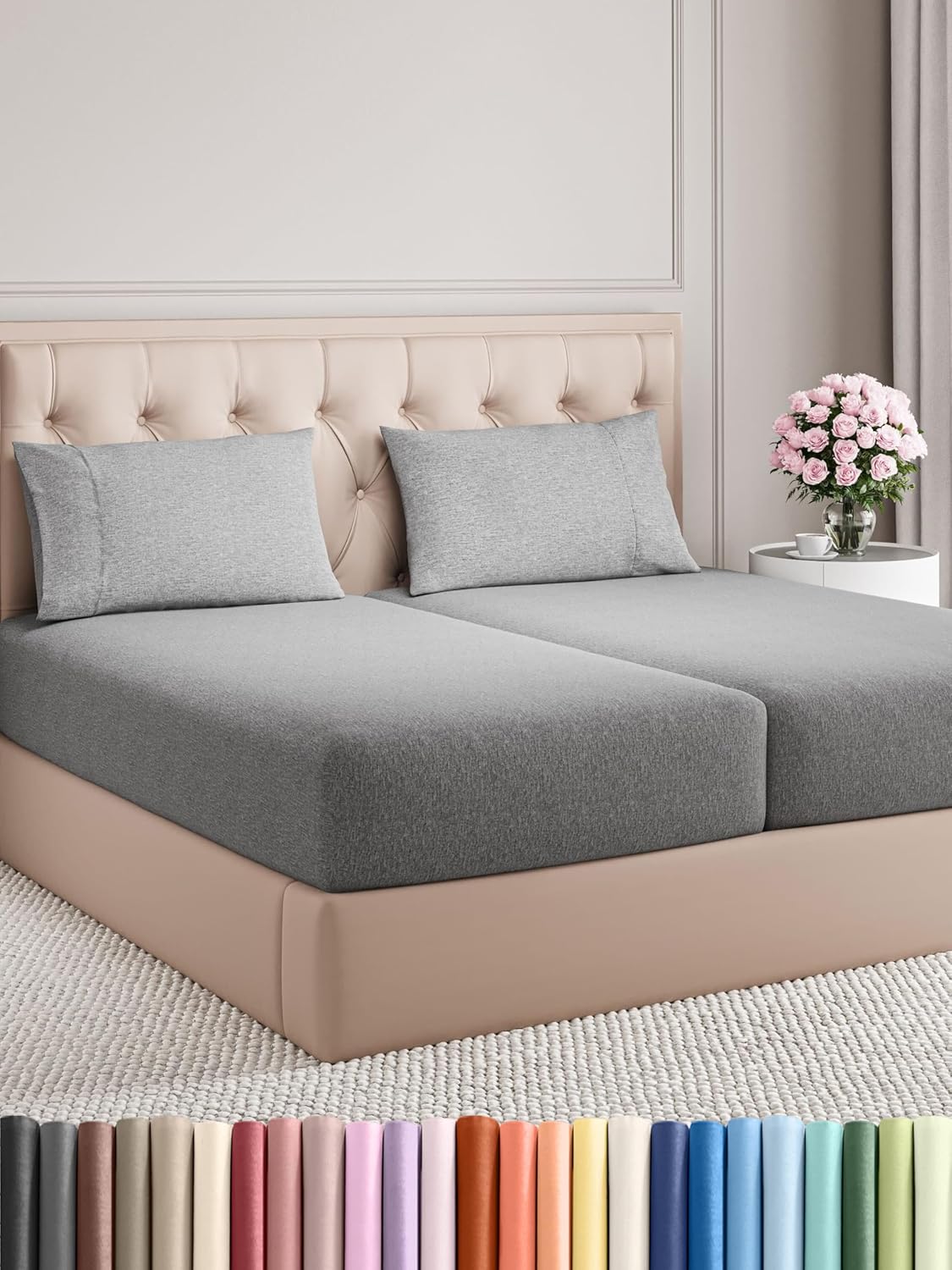Split King Size 5 Piece Sheet Set - Comfy & Cooling Bedding