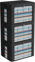 3Pack Foldable Storage Bins - Large 100L Stackable Linen Organizers