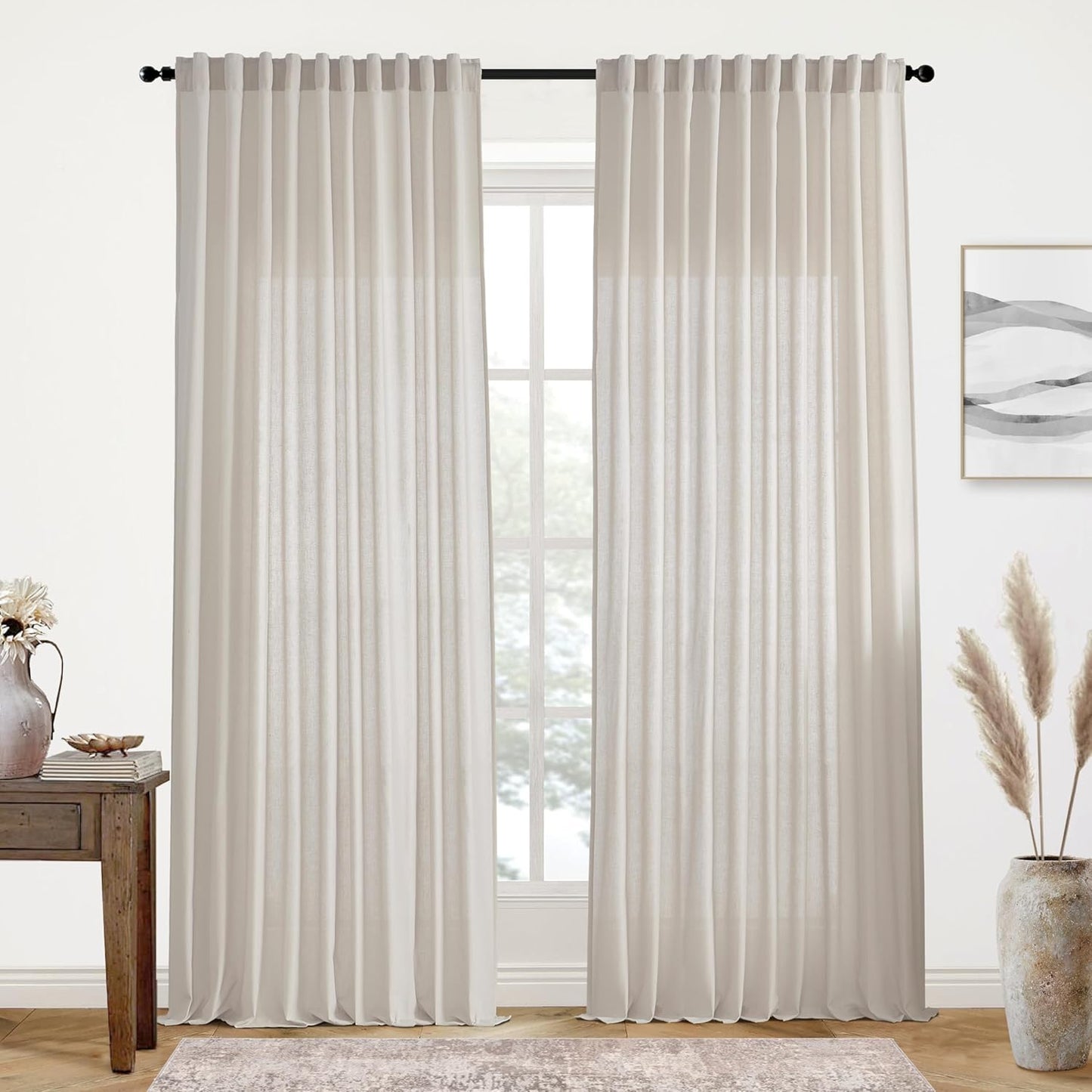 XTMYI Oatmeal Country Curtains for Living Room and Bedroom