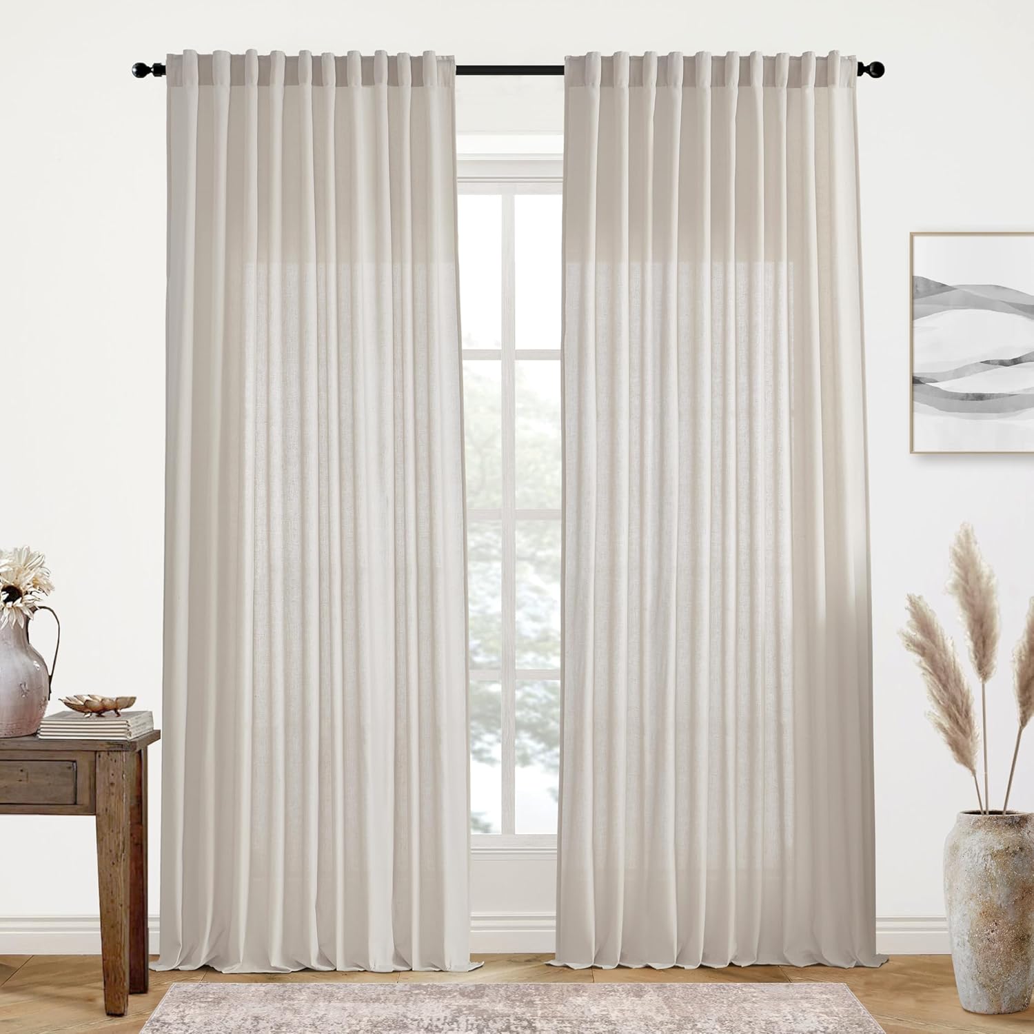 XTMYI Oatmeal Country Curtains for Living Room and Bedroom
