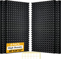 4 Pack Black Acoustic Foam Panels 48x24x2 in - Soundproof Wall