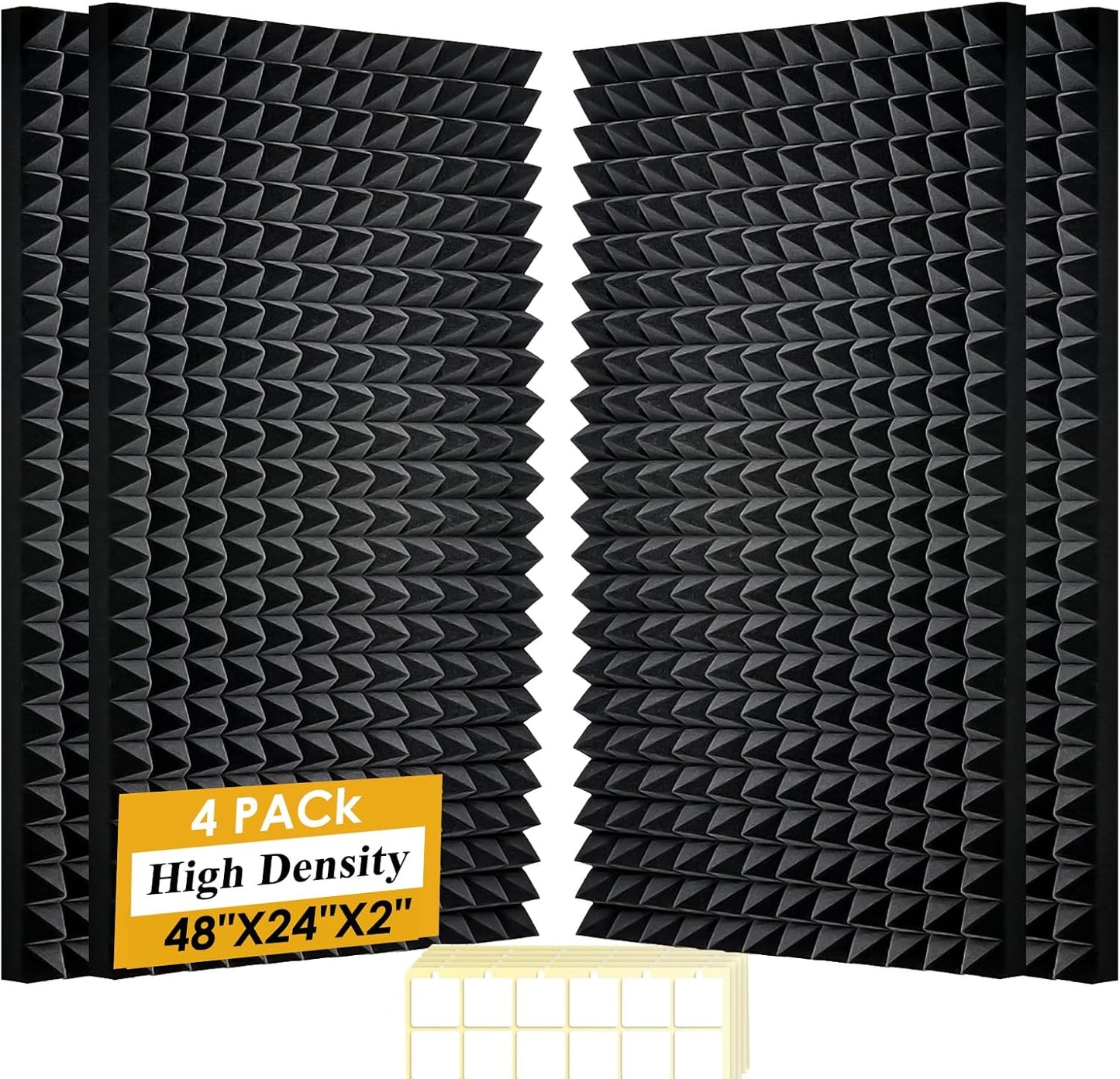 4 Pack Black Acoustic Foam Panels for Superior Soundproofing