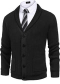 COOFANDY Men's Shawl Collar Cardigan Sweater - Slim Fit Cable Knit is