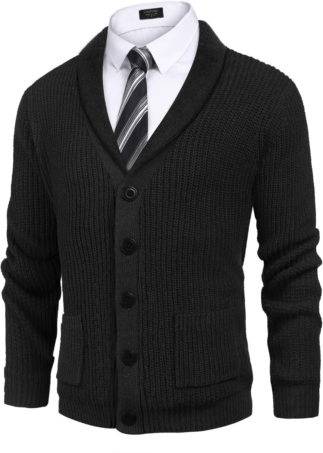 COOFANDY Men's Shawl Collar Cardigan Sweater for Stylish Comfort