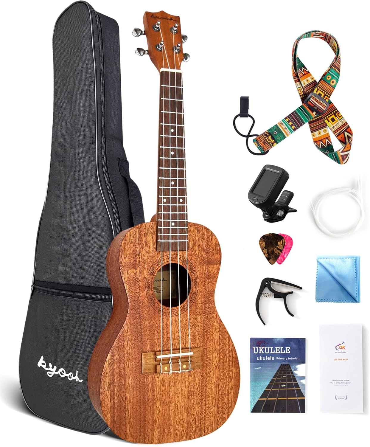 23 Inch Concert Ukulele for Beginners with Online Lessons