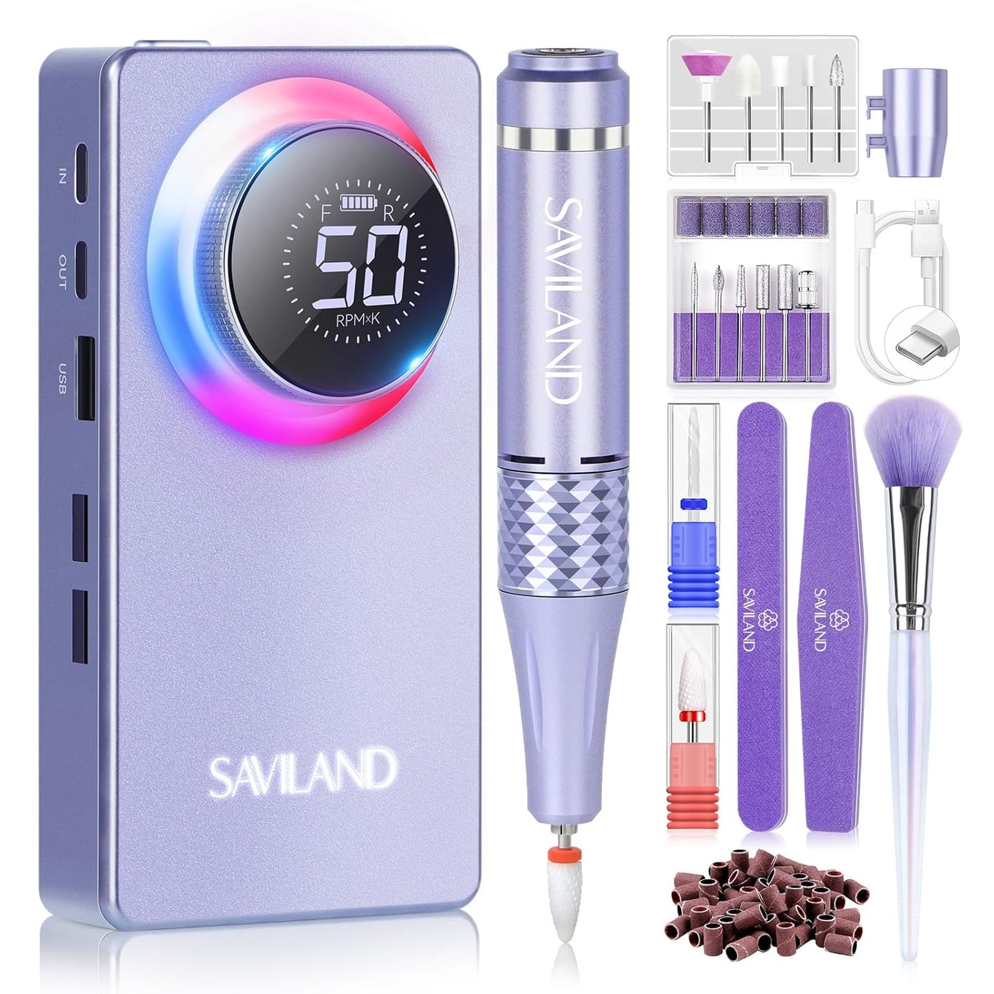SAVILAND 50000RPM Nail Drill: Fast Removal Electric Kit