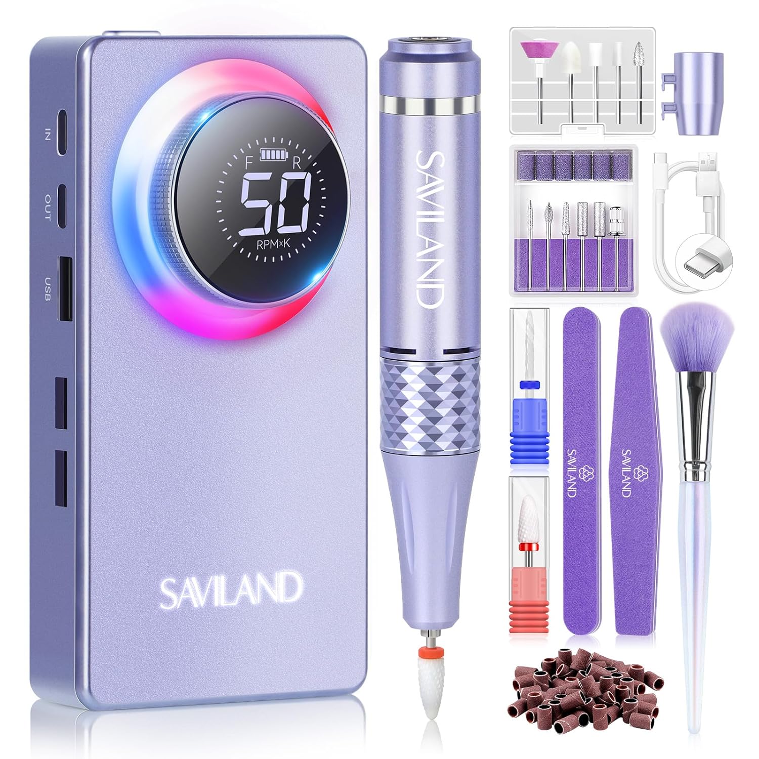 SAVILAND 50000RPM Nail Drill: Fast Removal Electric Kit
