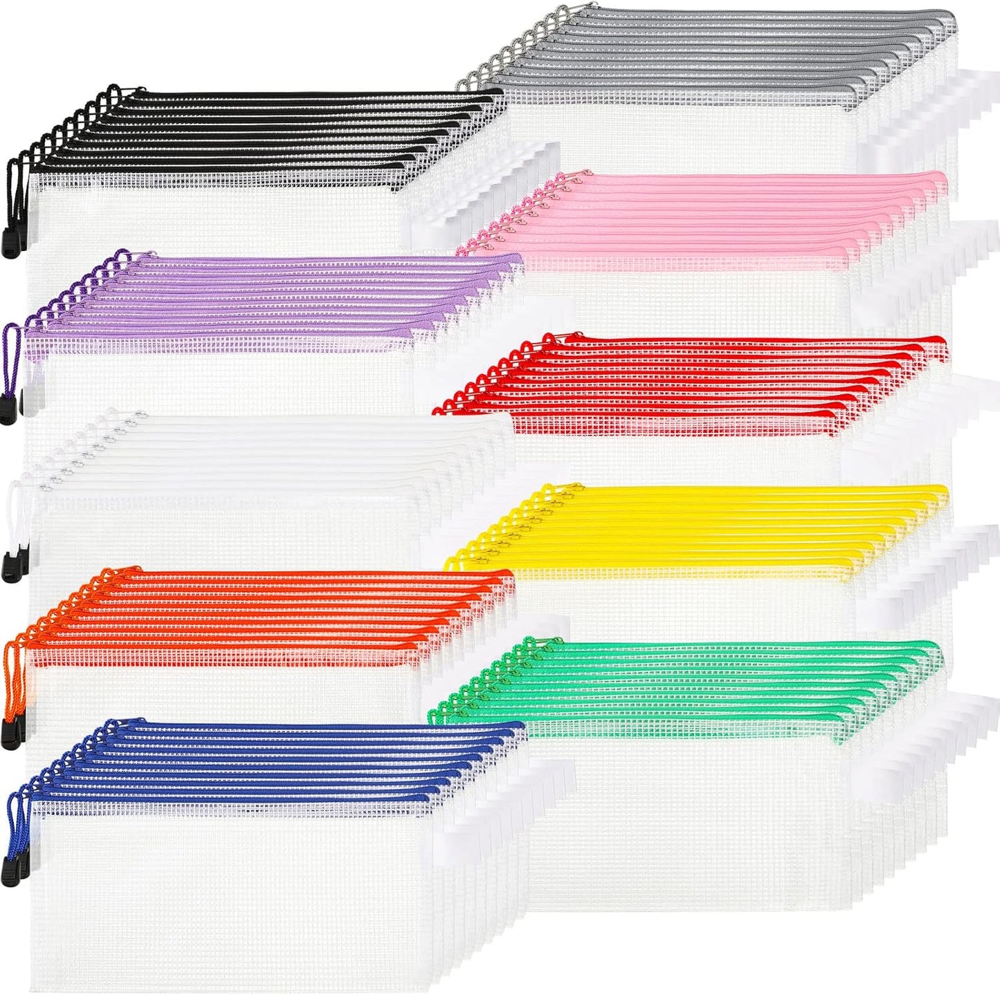 100 Pack Mesh Zipper Pouch for Organizing Office and Travel