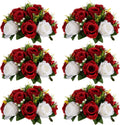 Red Artificial Rose Balls for Wedding Centerpieces - Lifelike Silk