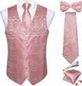 Men's Silk Paisley Vest and Necktie 6PCS Set - Formal Wedding
