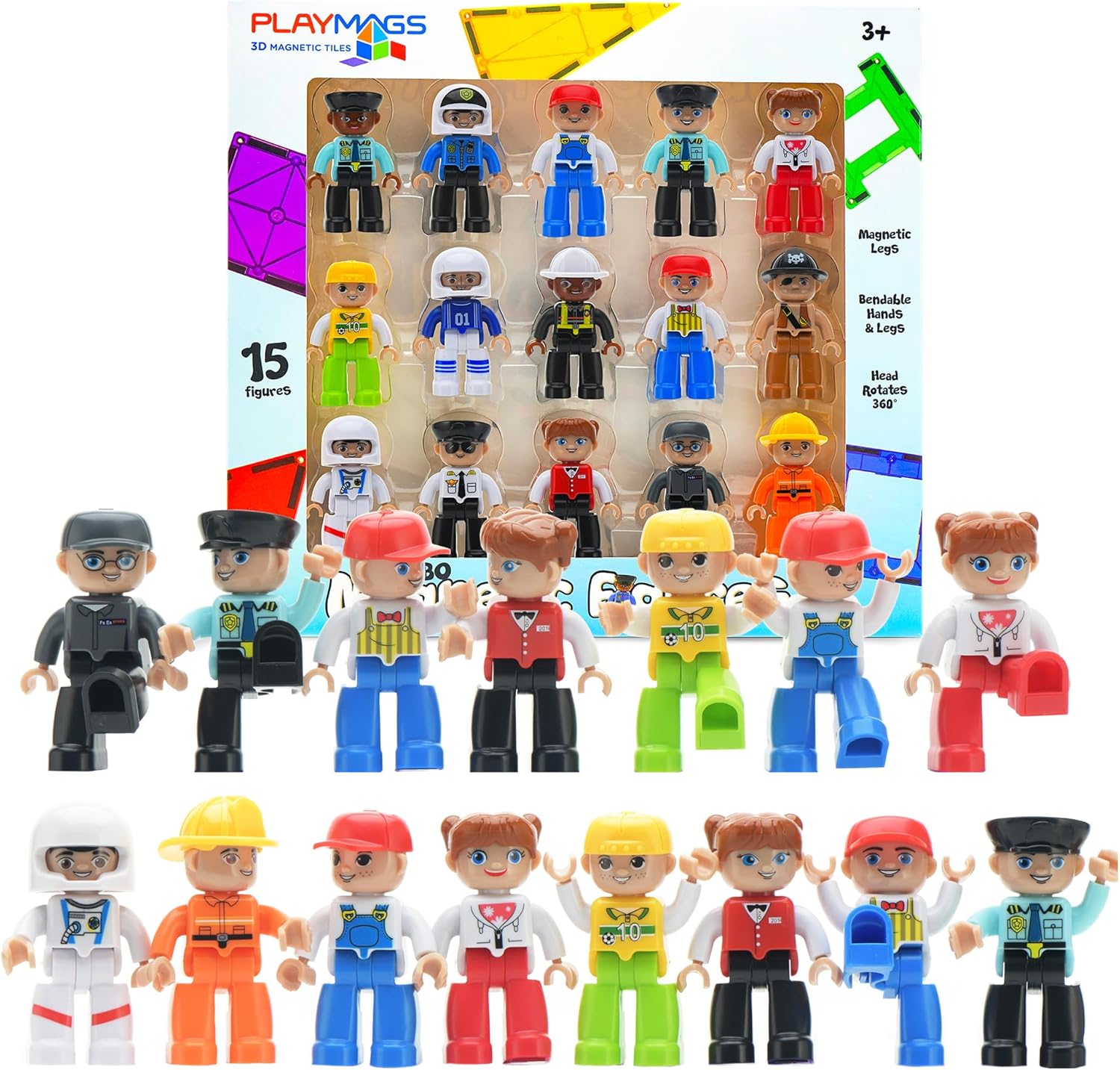 Playmags Large Magnetic Figures Community Set for Kids Fun
