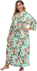 Plus Size Long Robe Kimono - Soft Floral Maternity & Sleepwear