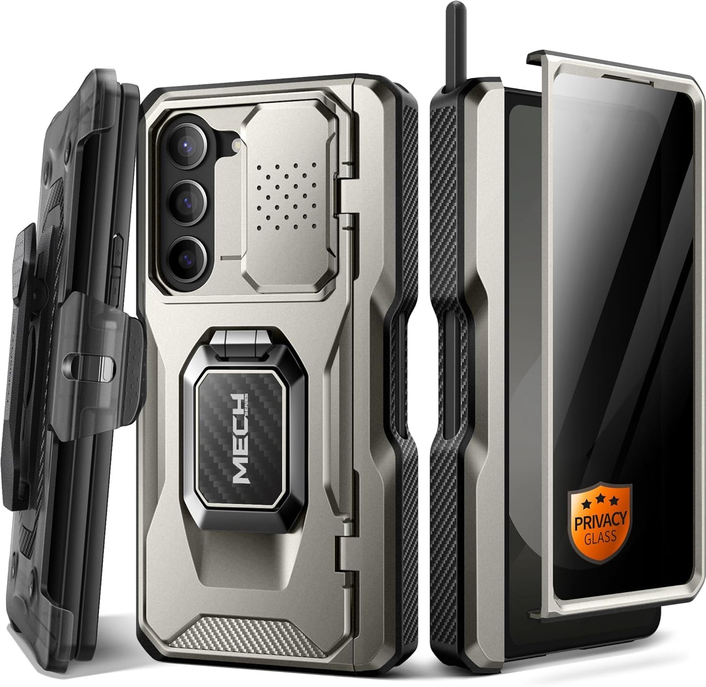 TONGATE Z Fold 6 Case with Ring Stand & S Pen Holder for 2024