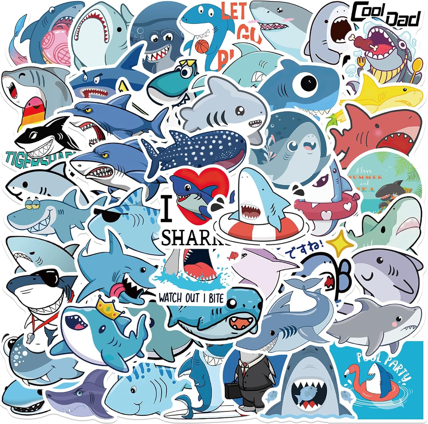 Shark Stickers: Cute & Waterproof Designs by Maiousu