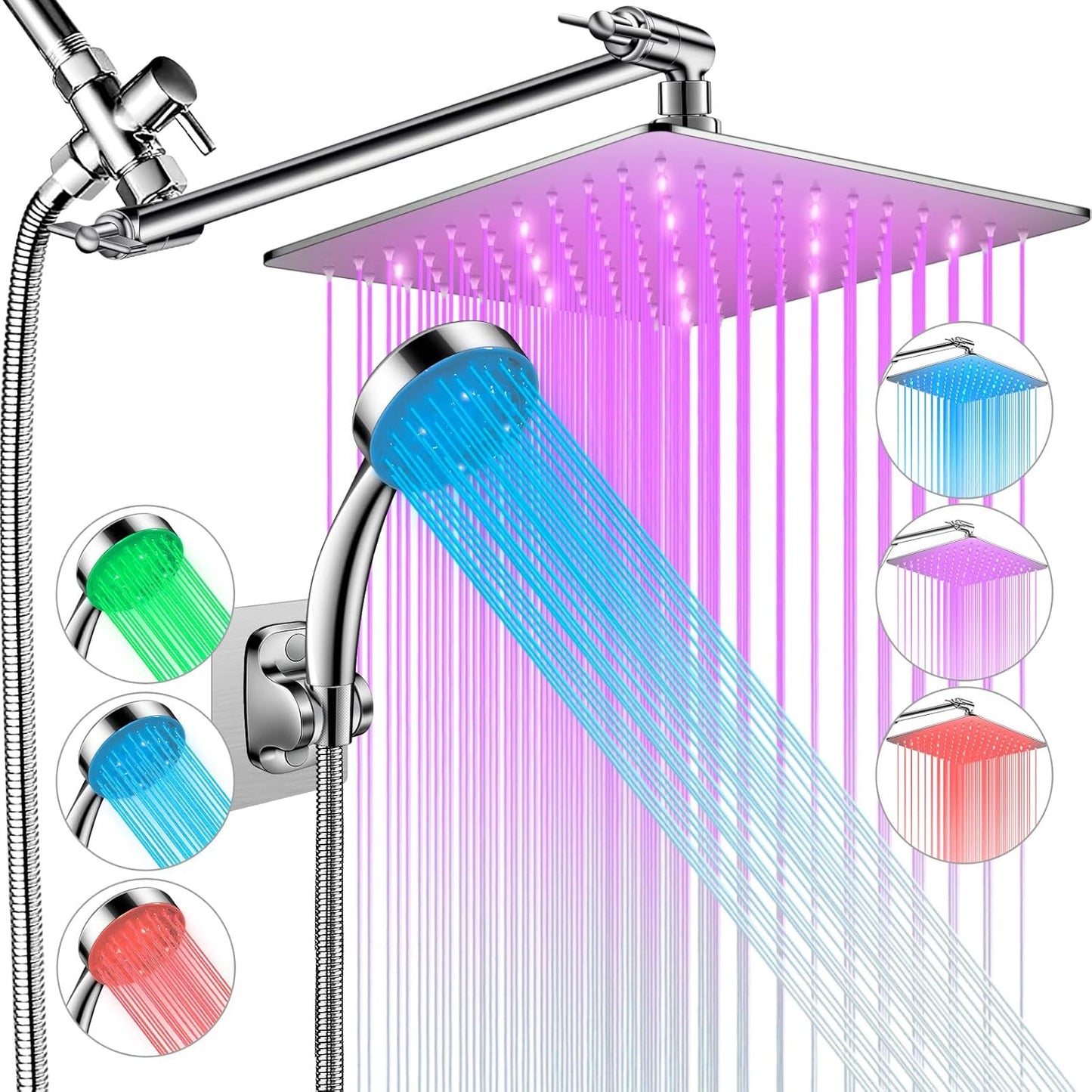 LED Shower Head with High Pressure and Color Changing Features