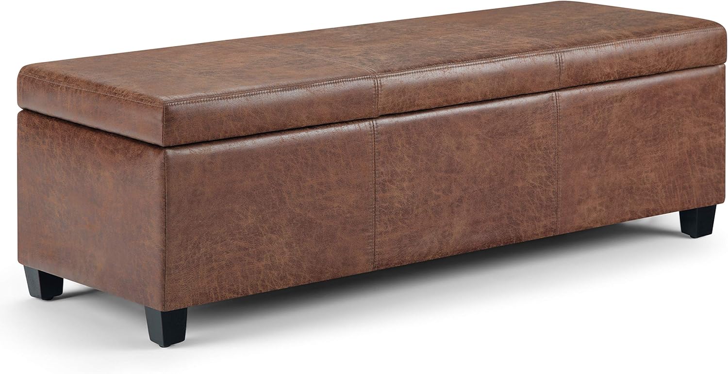 SIMPLIHOME Avalon 48 inch Wide Contemporary Storage Ottoman