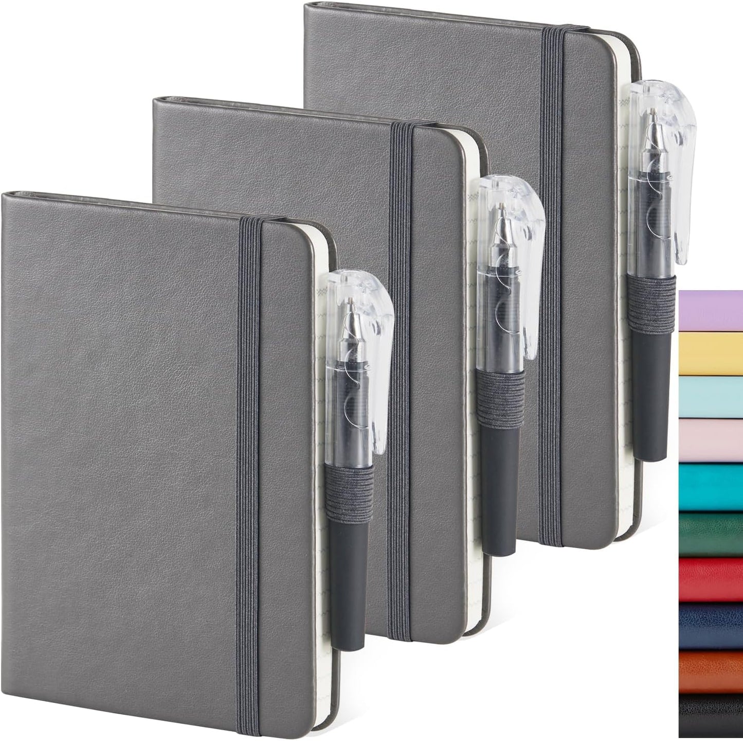 Compact Leather Pocket Notepads - Work, Travel, Write ~ Grey