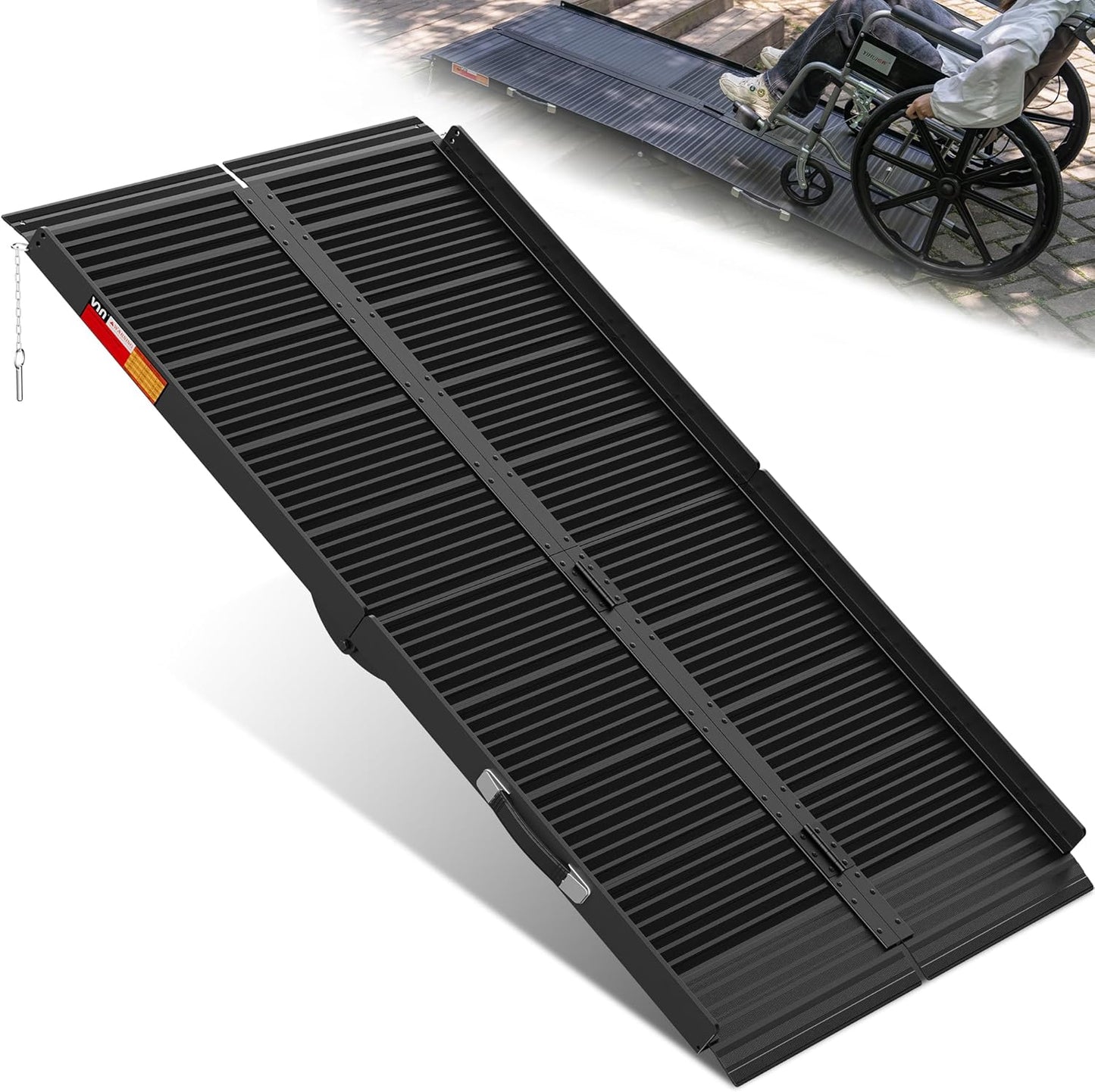 VNN Portable Wheelchair Ramp 5FT - Non-Slip Aluminum Design