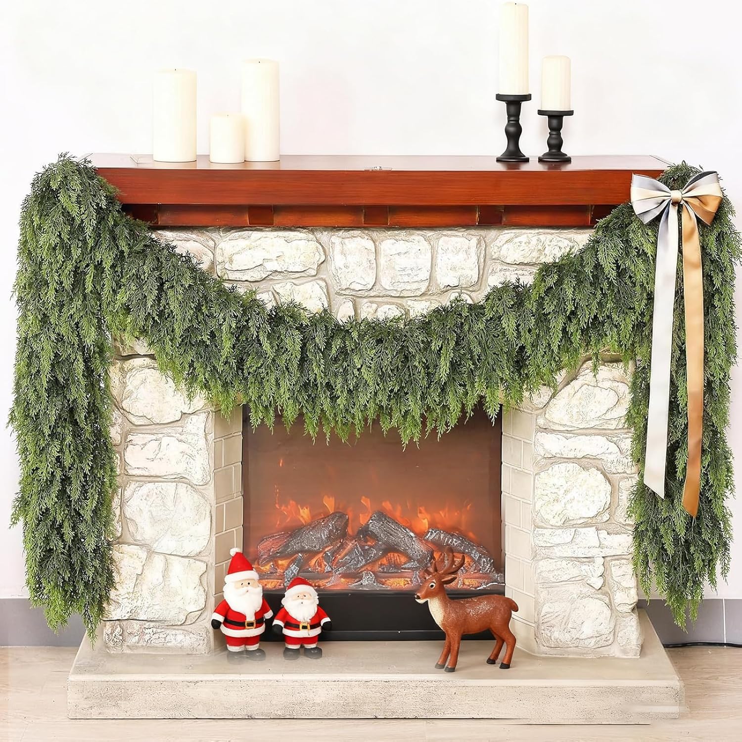 9FT Real Touch Cedar Garland for Holiday Decorations and More