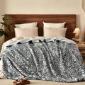 Tiger Print Sherpa Fleece Blanket Queen Size - Warm Reversible Throw