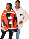 foco NFL Team Logo Reversible Oversized Sherpa Hoodie Sweatshirt Dual
