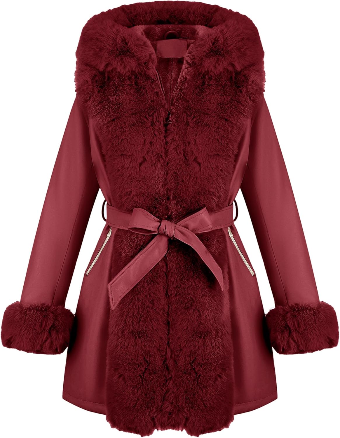RISISSIDA Luxurious Fur Lined Leather Jacket for Women