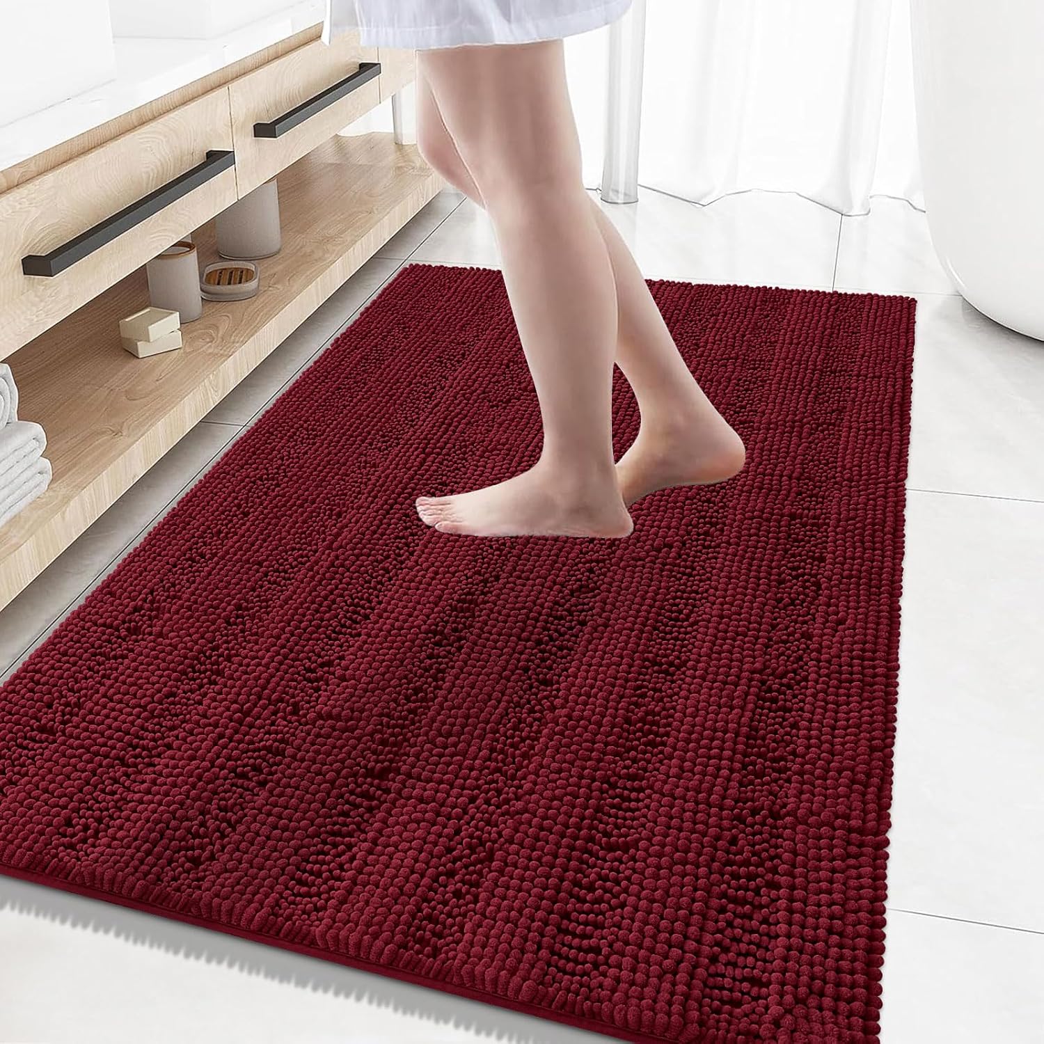 Chenille Striped Bathroom Rugs for Luxurious Comfort and Style