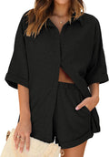 Ekouaer Waffle Knit Lounge Sets for Women - Cozy Oversized Shorts Set