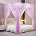 4 Corners Post Ruffle Princess Bed Canopy Curtain - Cozy Double Layer