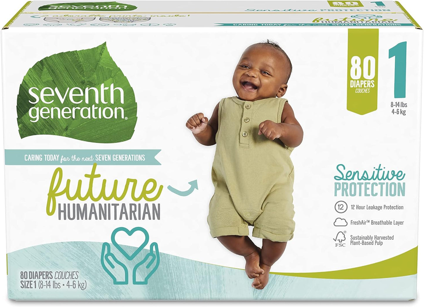 Sensitive Protection: Seventh Gen Baby Diapers Size 1, 80ct
