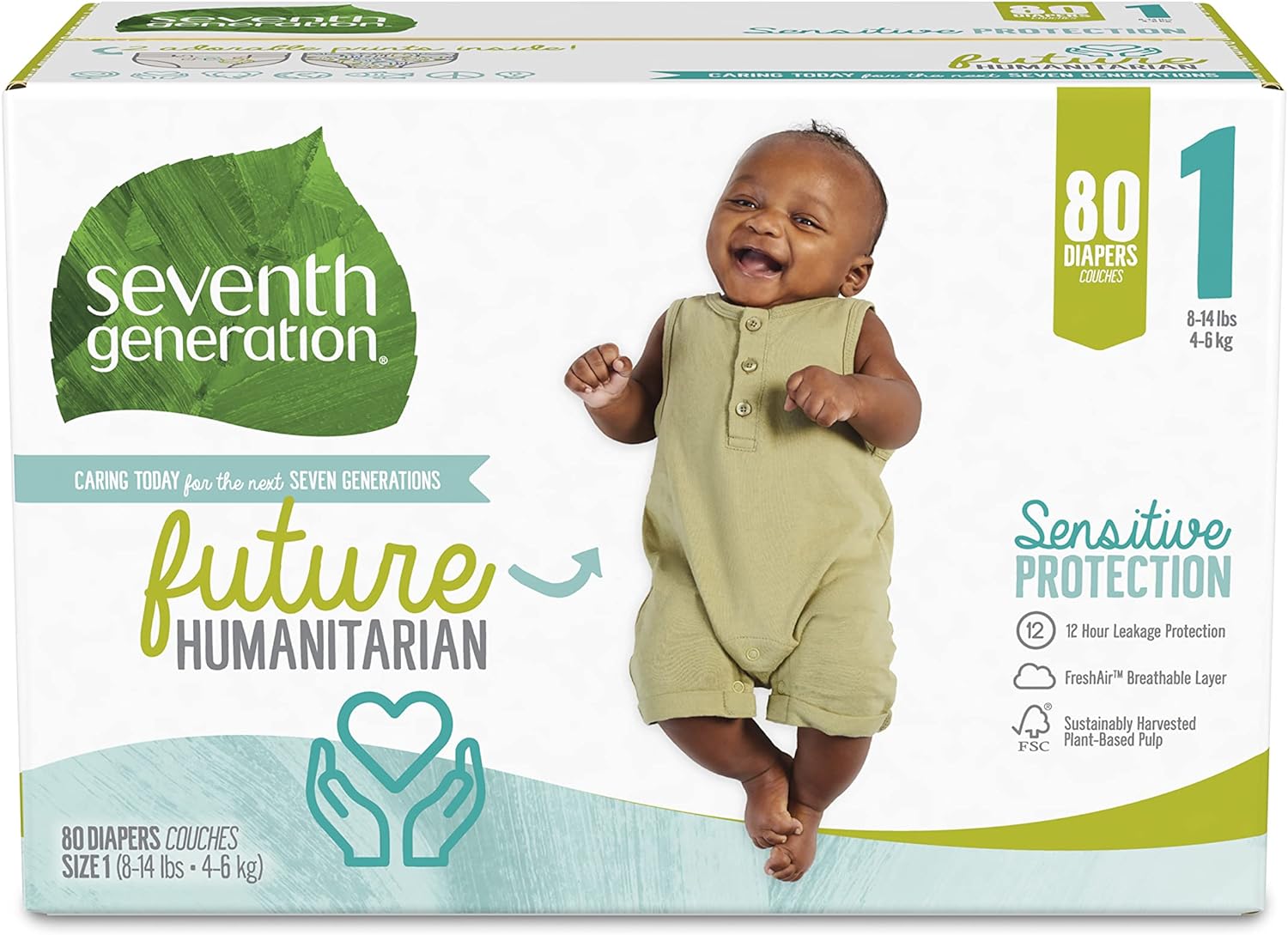 Sensitive Protection: Seventh Gen Baby Diapers Size 1, 80ct