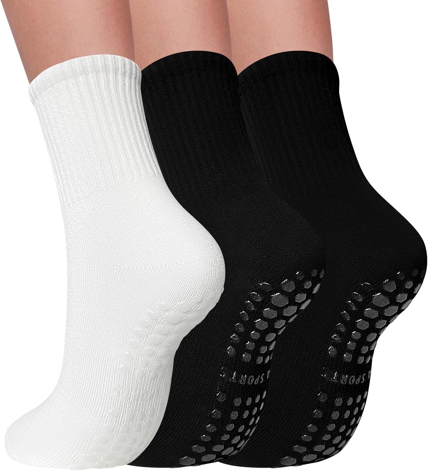 Non-Slip Pilates Socks Trio, Grip for Yoga - Elapse Space