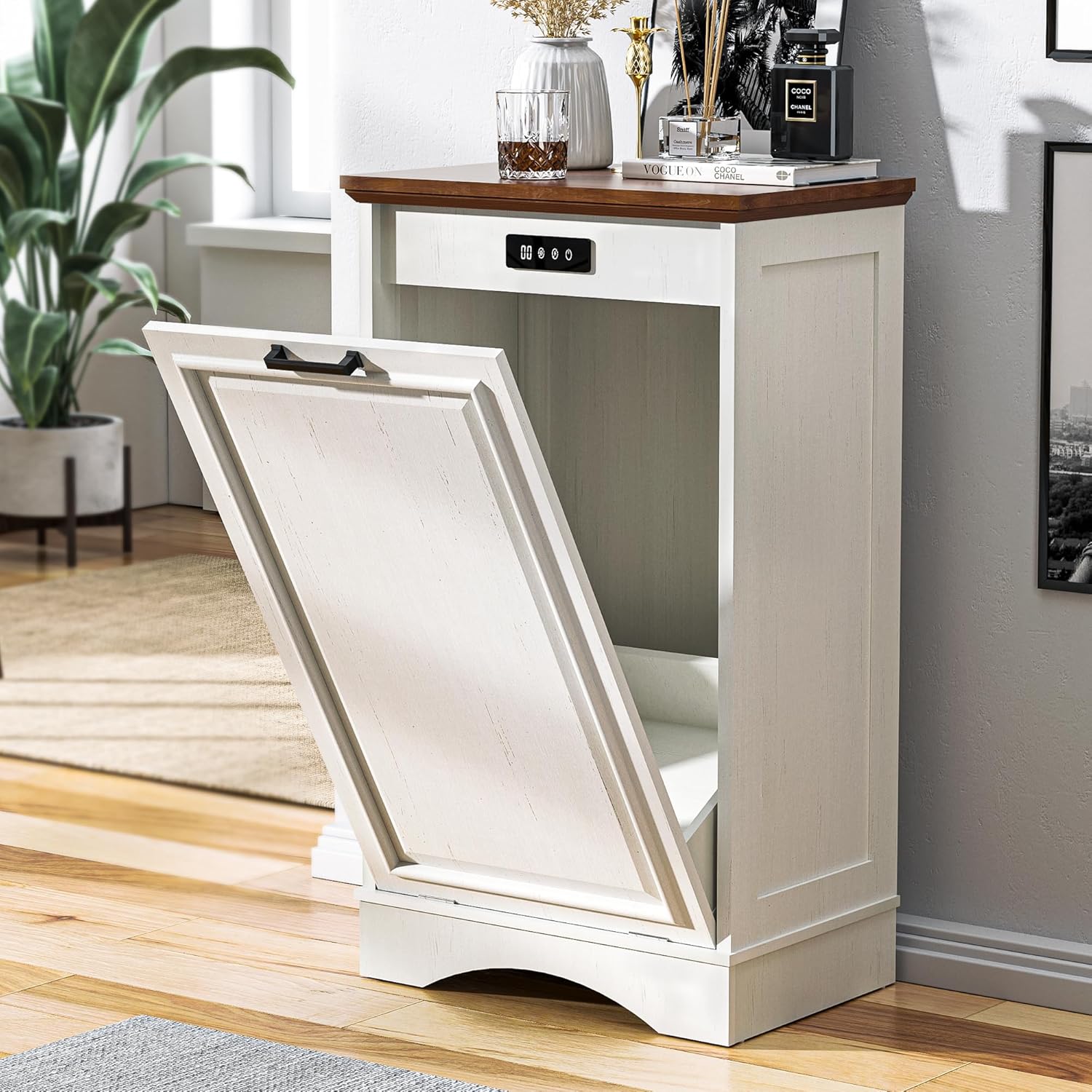Tilt Out Trash Cabinet for Kitchen with Deodorizing Function