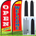 Open Flag Banner 2 Sets 7 ft Feather Flag Sign - Boosts Foot Traffic