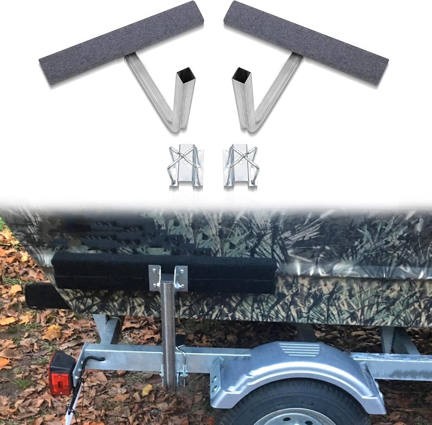 Boat Trailer Guides Bunk Carpeted Adjustable for Ski Fishing Canoe
