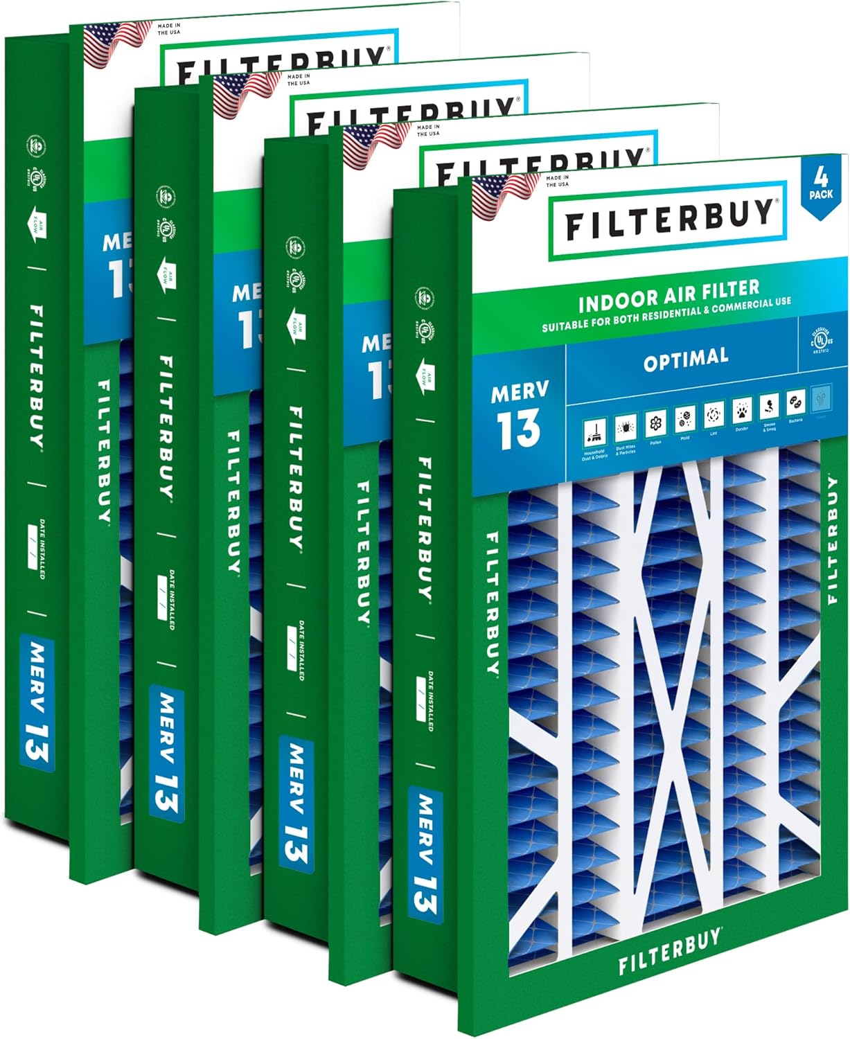 Filterbuy 20x30x5 Air Filter MERV 13 for Health Defense