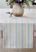 Solino Home Linen Table Runner 14 x 120 in - Muted Pastel Stripe