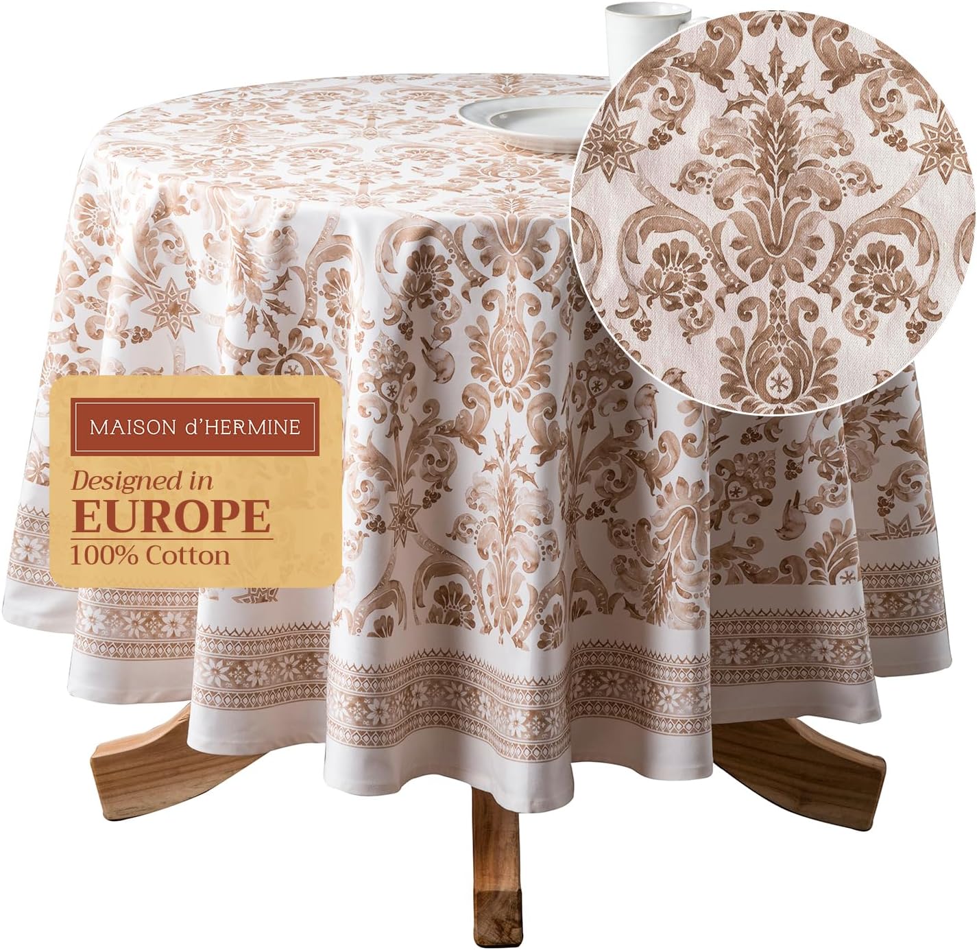 Maison d' Hermine 63 Inch Round Tablecloth for Elegant Dining