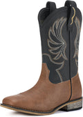 Rollda Kids Cowboy Boots for Boys Girls Square Toe Western Heel