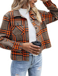 Zeagoo Flannels Cropped Shacket Jacket Women Plaid Button Down - Cozy