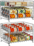 Stackable Can Rack Organizer 2-Pack - Tiltable 4-Tier Can Dispenser