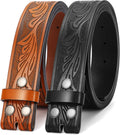 Western Belts for Men 2 Pack without Buckle - Classic Western Straps