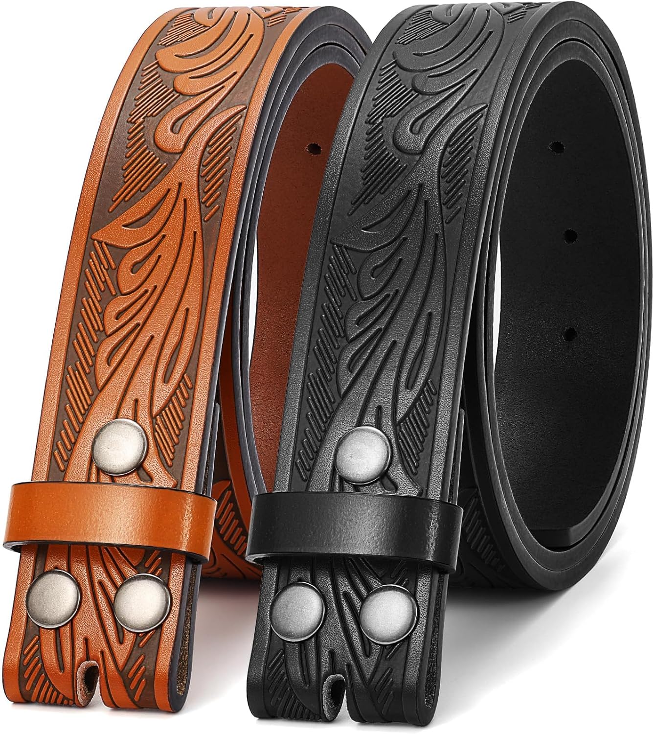 Western Belts for Men - 2 Pack Cowboy Leather Straps