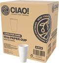 CIAO! 12oz White Paper Hot Cup 1,000 Count - Eco Friendly Disposable