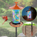 Mosaic Solar Wild Bird Feeder with Pole Kit - Garden Lantern Feeder