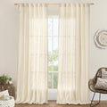 LAMIT Linen Curtains 90 in Beige - Light Filtering Textured Panels